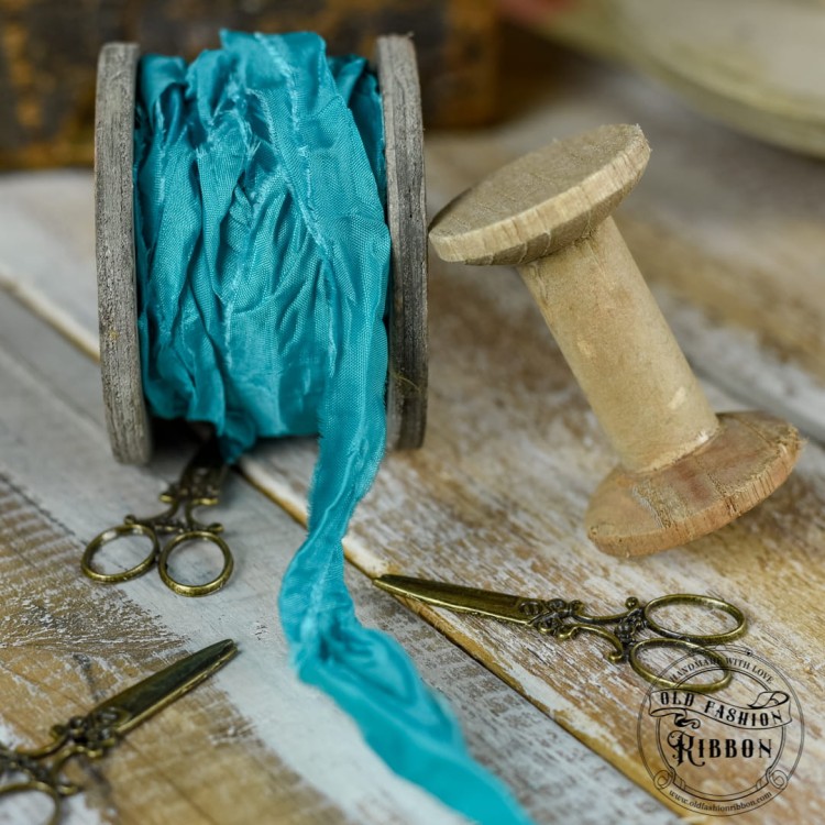 Old Fashion - wstążki w stylu vintage MORSKI TURKUS
