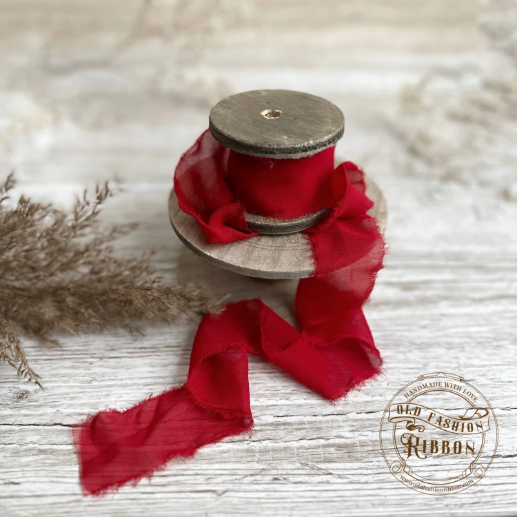 Wstążka szyfonowa rwana- czerwona