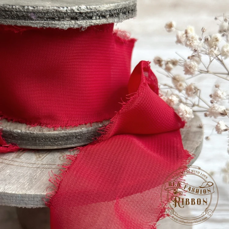 Wstążka szyfonowa rwana- czerwona