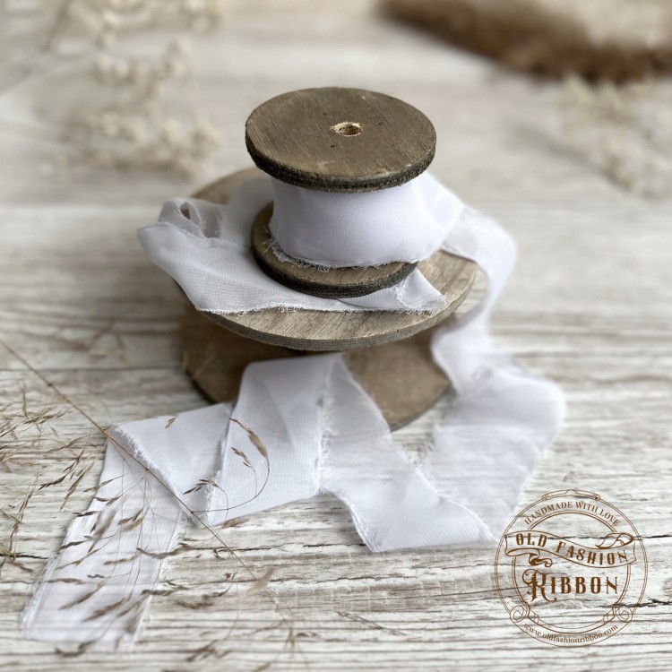 Wstążka szyfonowa rwana -biała