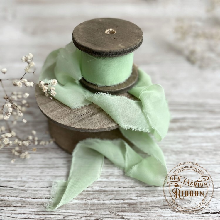 Wstążka szyfonowa rwana- jasna zieleń