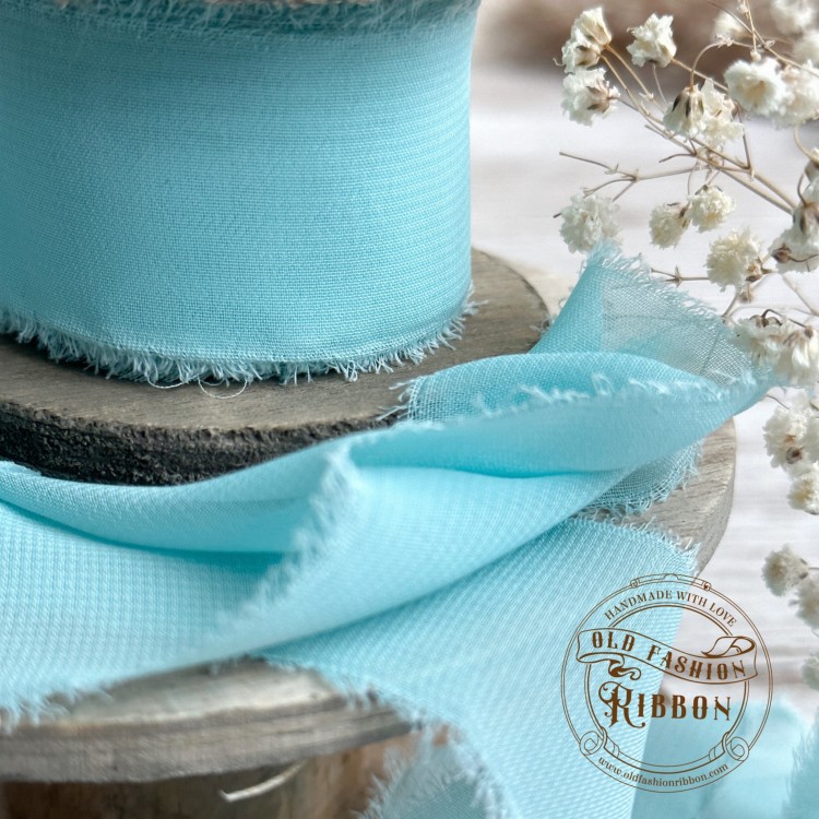 Wstążka szyfonowa rwana- miętowa