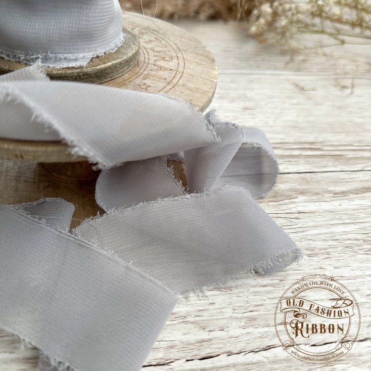 Wstążka szyfonowa rwana- szara