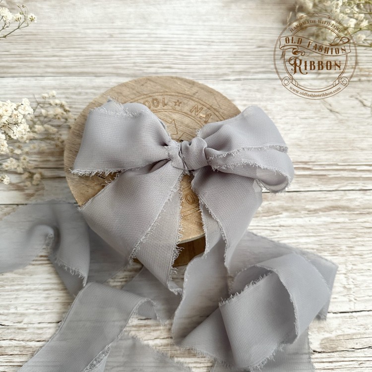 Wstążka szyfonowa rwana- szara