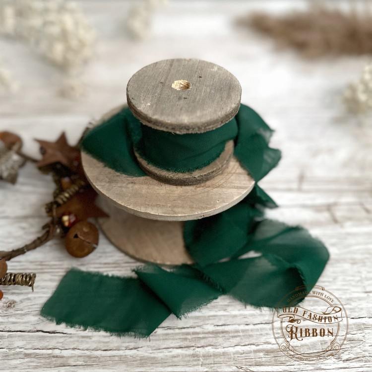 Wstążka szyfonowa rwana -ciemna zieleń