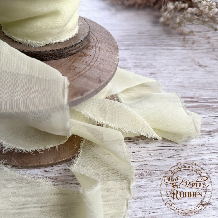 Wstążka szyfonowa rwana -jasna cytrynka