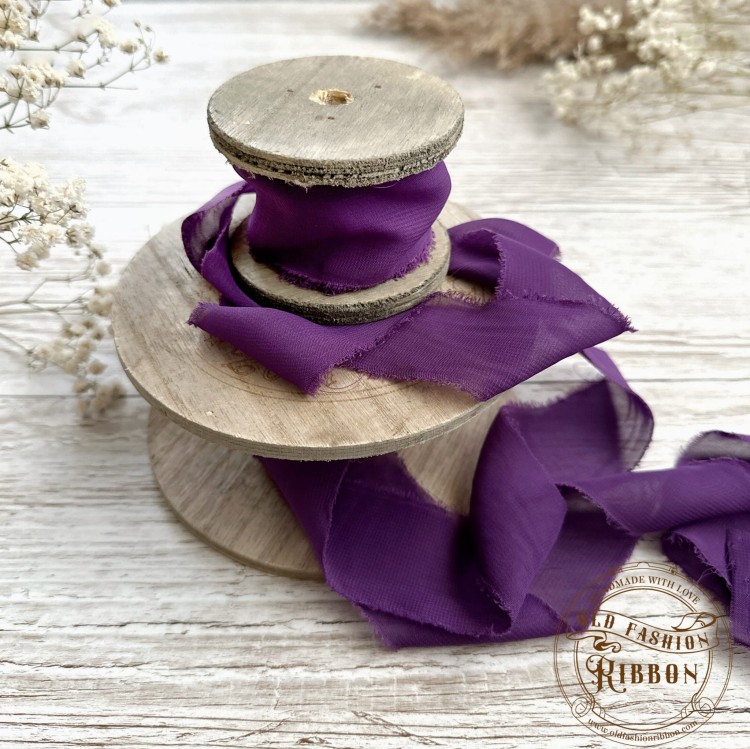 Wstążka szyfonowa rwana -ciemna śliwka