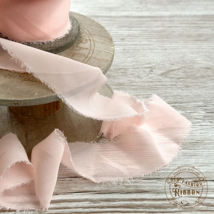 Wstążka szyfonowa rwana- brzoskwinia