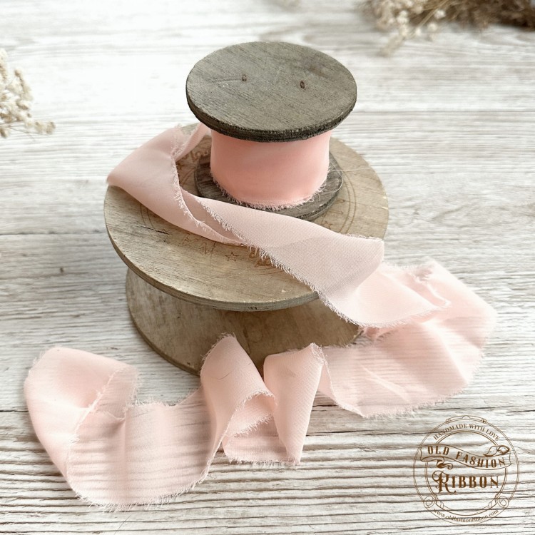 Wstążka szyfonowa rwana- brzoskwinia