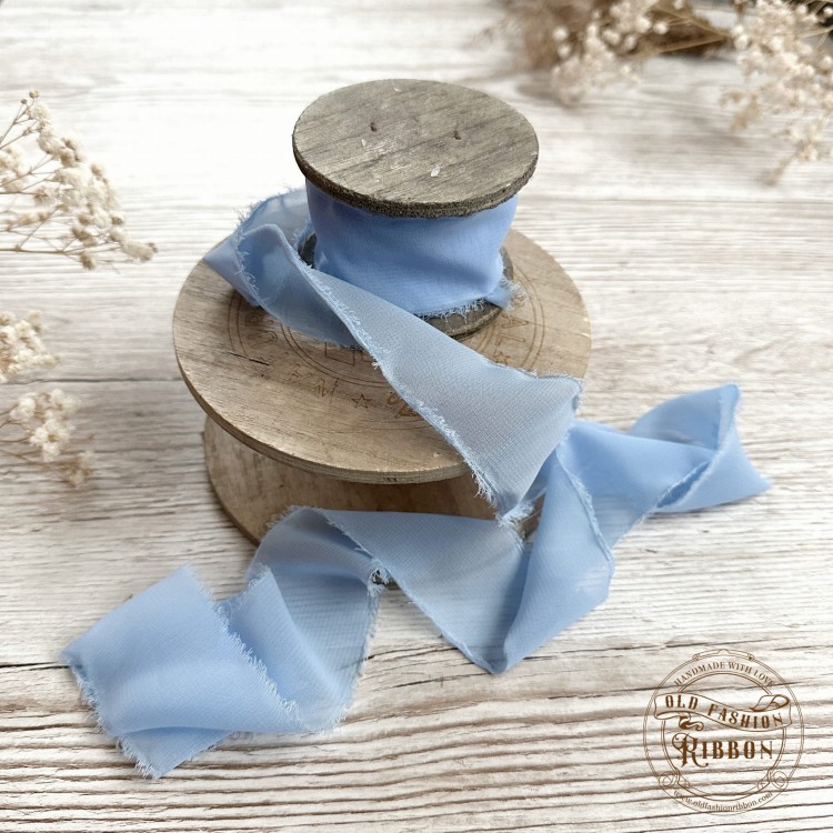 Wstążka szyfonowa rwana- błękit