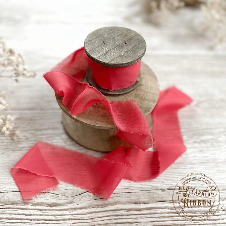 Wstążka szyfonowa rwana - jasny koral