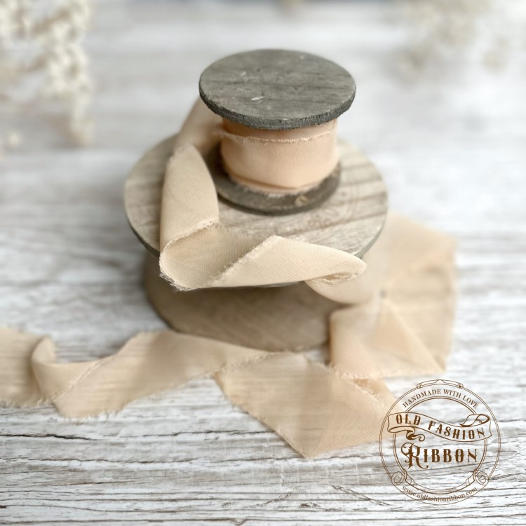 Wstążka szyfonowa rwana- waniliowa