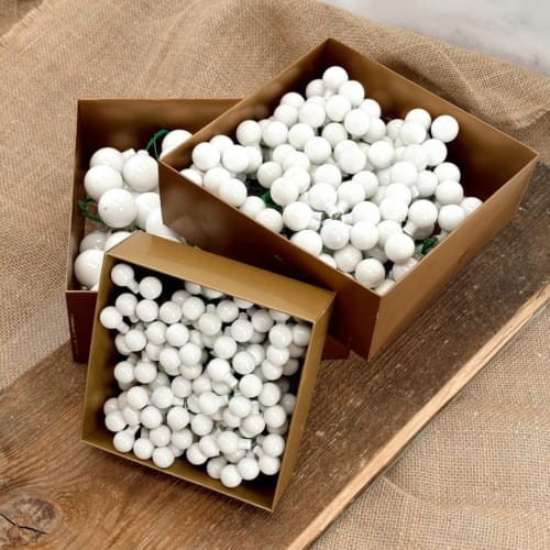 Bombka szklana na druciku 12 sztuk biała