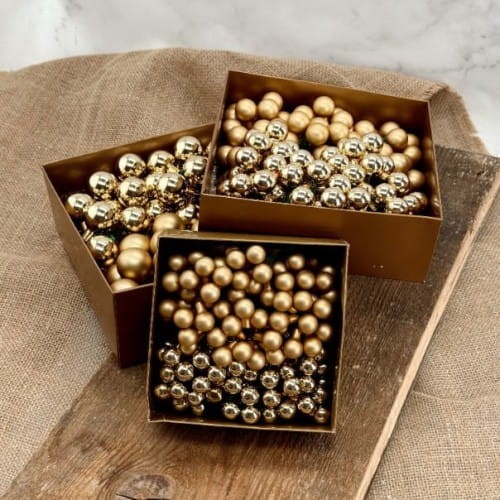 Bombka szklana na druciku 12 sztuk złota