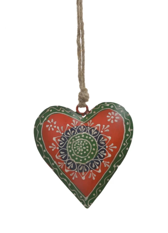 Metalowa zawieszka serce malowana