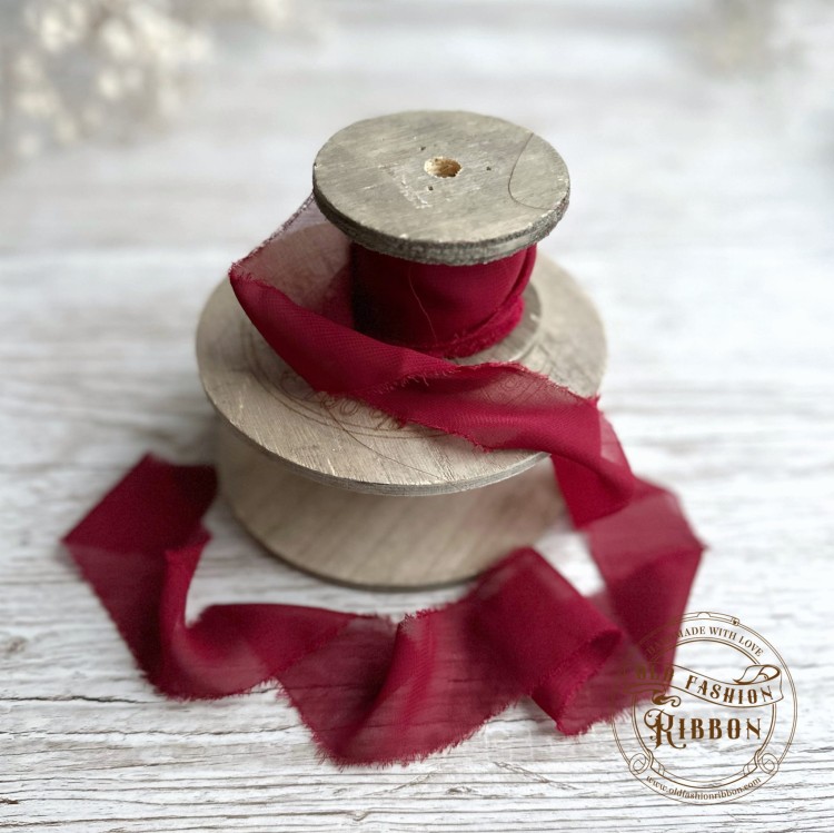 Wstążka szyfonowa rwana - burgund