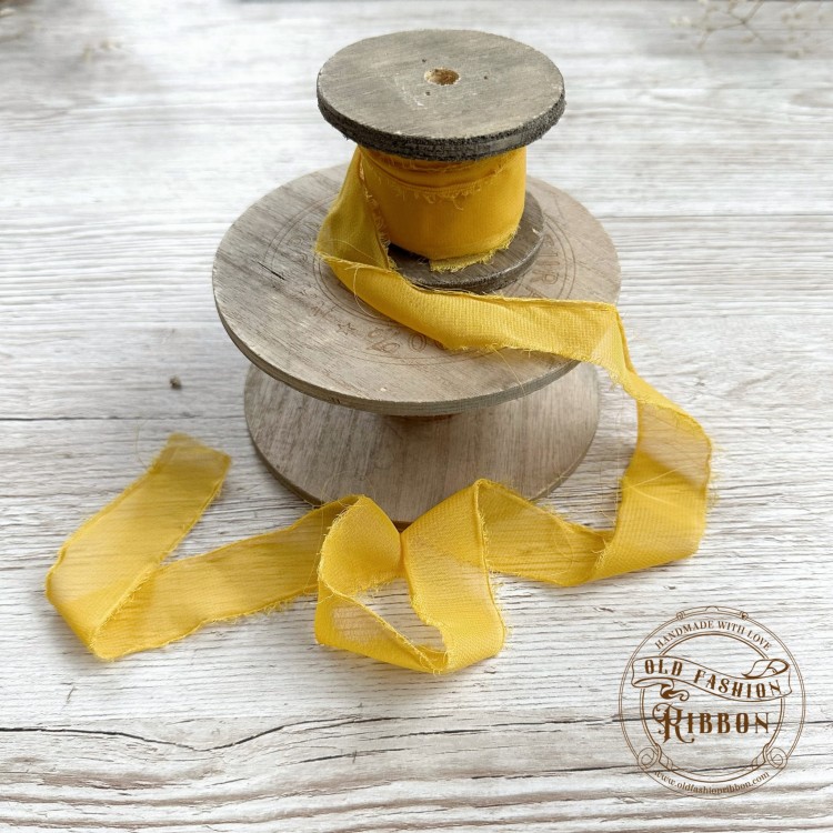 Wstążka szyfonowa rwana -żółta