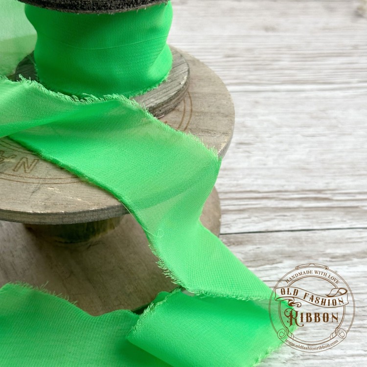 Wstążka szyfonowa rwana - zielona