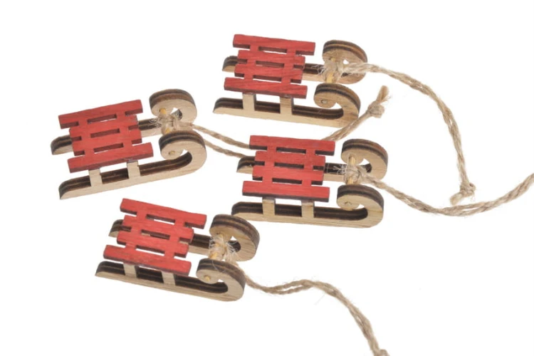 Saneczki drewniane 4szt/kpl czerwone