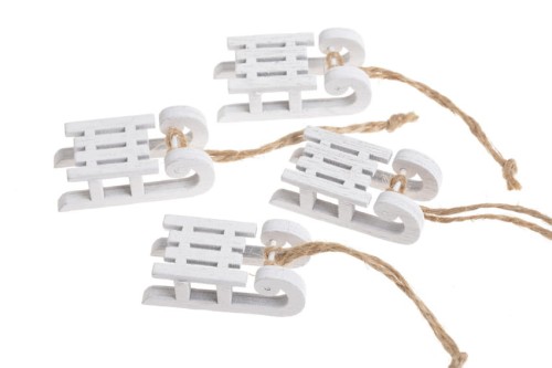 Saneczki drewniane 4szt/kpl białe