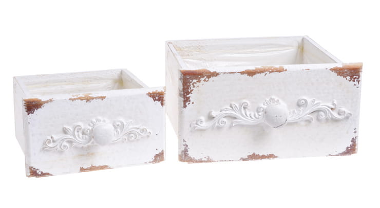 Szufladki w stylu vintage białe przecierane 2 sztuki