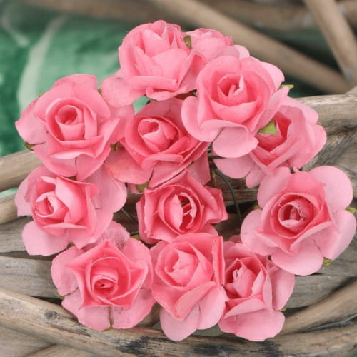 Kwiatki różyczki papierowe na druciku koral