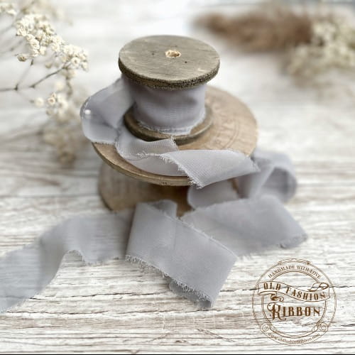 Wstążka szyfonowa rwana- szara