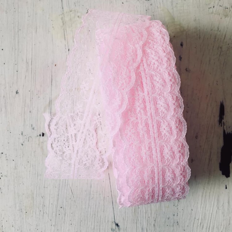 Koronka tiulowa różowa- 4 cm  1 metr